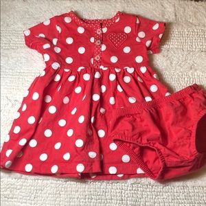 🌻Carter’s 6M Deep Coral Polka Dot Dress